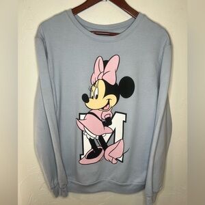 Disney Minnie Mouse Light Blue Crewneck‎ Sweatshirt Women’s Large